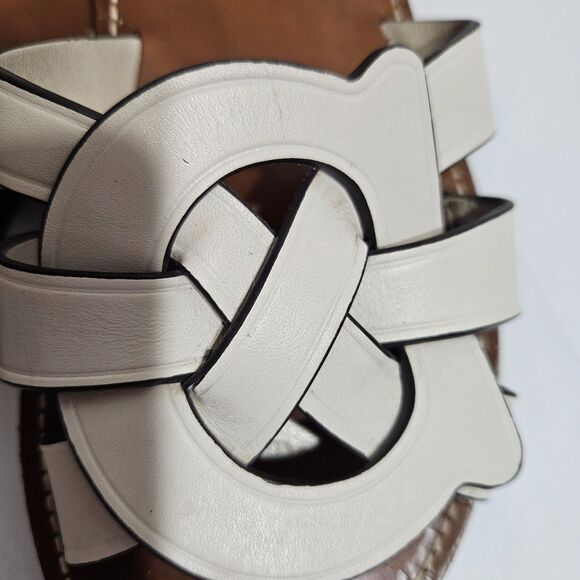 Coach Issa Slides White SZ 7 Leather Boho Sandals Designer Travel Cruise Shoes - Picture 4 of 7